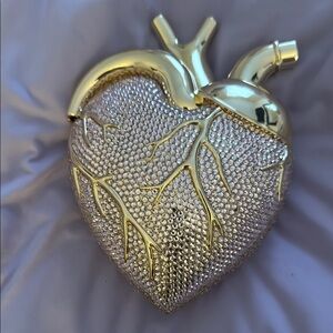 JW PEI Silver Gold & Pink  Heart-Shaped Clutch Bag